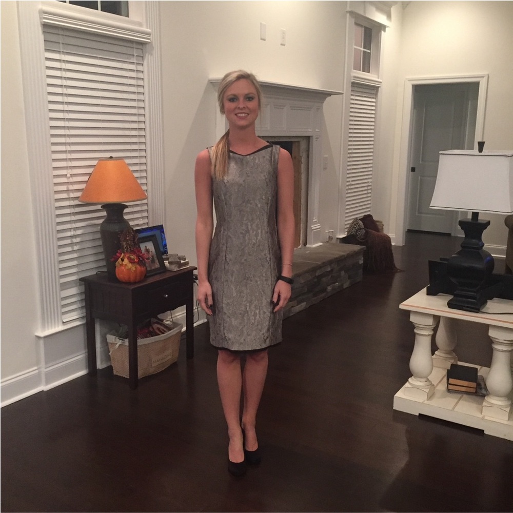 ANTONIO MELANI Gray Textured Midi Dress